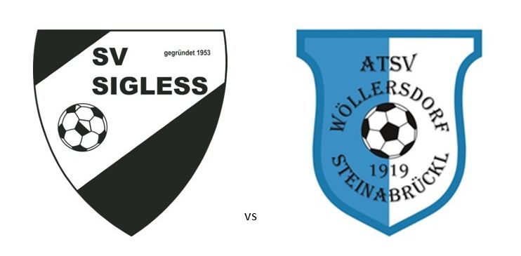 Das Bild zeigt eine Ankündigung für ein Fußballspiel. SV Sigless empfängt UFC St. Georgen. Das Datum ist Sonntag, 7. März, 15:00 Uhr. Die Logos der Teams sind abgebildet.