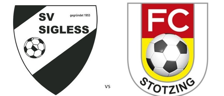 Fußballspielposter zwischen SV Sigless und FC Stotzing am 8. Mai 2020, Beginn um 17:30 Uhr und 19:30 Uhr.