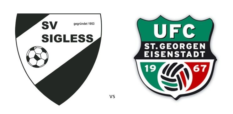 Plakat für ein Fußballspiel zwischen SV Sigless und UFC St. Georgen am 18. September, mit Zeiten 17:30 und 19:30 Uhr.