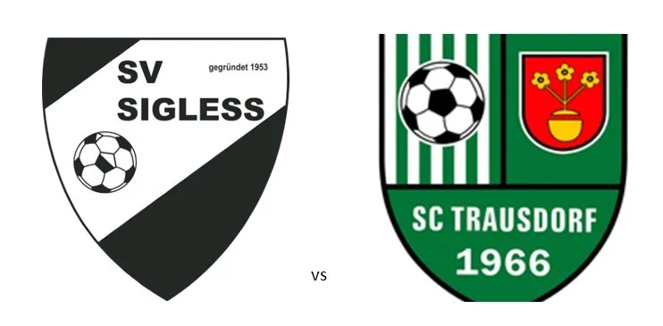 Ein Plakat für ein Fußballspiel von SV Sigless gegen SC Trausdorf am Freitag, 2. Oktober. Die Spielzeiten sind 17:30 und 19:30.