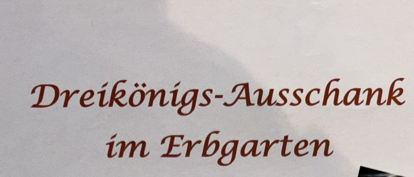 Ein Flyer für eine Veranstaltung im Erbgarten. Es findet am Samstag, den 10.01.2026 ab 16:00 Uhr statt. Der Höhepunkt ist 'Grammeln auslosn wie früher'. Es ist ein Treffen der Nachbarschaft mit Essen und Getränken.