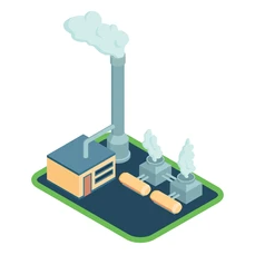 Bild enthält, Architecture, Building, Power Plant, Smoke, Device, Grass, Lawn, Lawn Mower, Plant, Tool