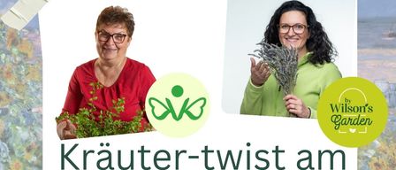 Kräuter-Twist am Klopeinsee. Wann: 18. Juli 2026. Uhrzeit: 16-19 Uhr. Wo: Wasserhofen am Klopeinsee. Genauer Treffpunkt wird bei verbindlicher Anmeldung bekannt gegeben! Preis: 25 Euro pro Person. Inklusive Verkostung der Kräuterschnaps der Kräuterfee & der Bad Vöslauer Oxymele und Sauerhonig zum Aufspritzen von Wilson's Garden. Anmeldung bis 15. Juli.