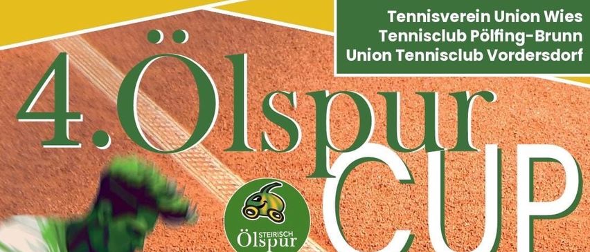 Tennis tournament poster for Cup in Oispur, Austria. Event dates from May 31 to June 6, 2026. Includes registration info, entry fees, and contact details.