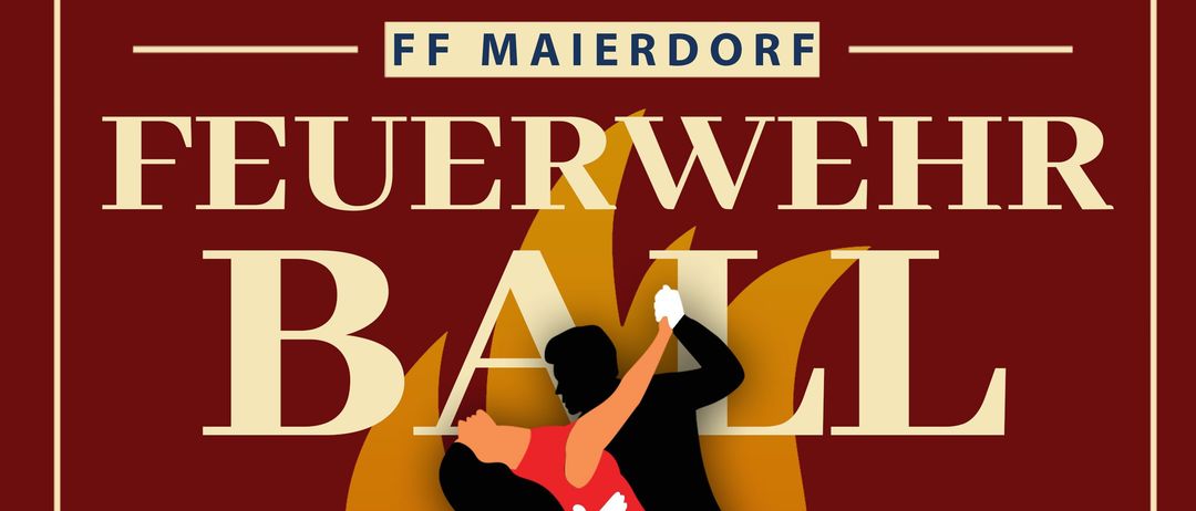 Werbeposter für die Feuerwerk Ball Veranstaltung am 17.01.2026. Es zeigt ein tanzendes Paar vor einem Hintergrund aus Feuer und Sternen. Das Datum und der Name der Veranstaltung sind prominent angezeigt.