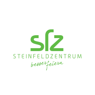 Steinfeldzentrum Logo mit den grünen Buchstaben 'sfz' und den Worten 'Steinfeldzentrum besser fieim' darunter.