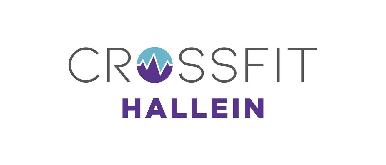 Das Logo für Rossf Hallein, mit einem stilisierten Berggipfel und dem Text 'Rossf Hallein' in fetten Buchstaben. Der Berggipfel ist blau und weiß, während der Text lila ist.
