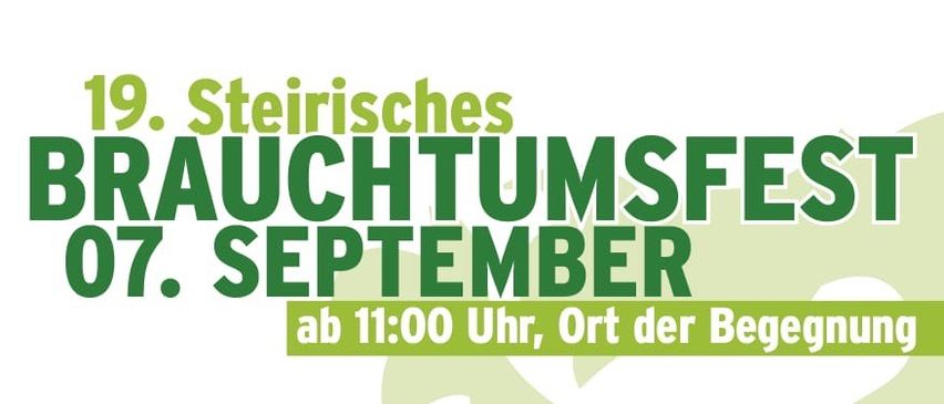 Plakat für das 19. Steirische Hochzeitsfest am 7. September um 11 Uhr. Zeigt ein tanzendes Paar, mit Details zu kulinarischen Angeboten, Musik und Aktivitäten.