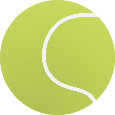 Ein Tennisball mit einer weißen Linie auf grünem Hintergrund, isoliert auf Schwarz.