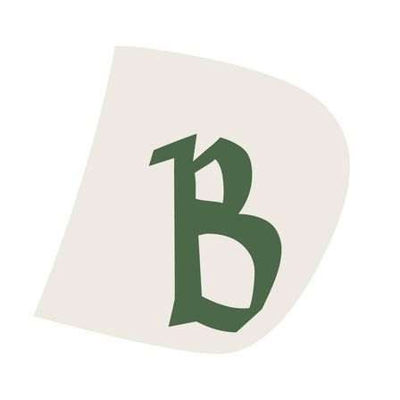 Eine weiße Seite mit einem grünen Buchstaben B in der Mitte.