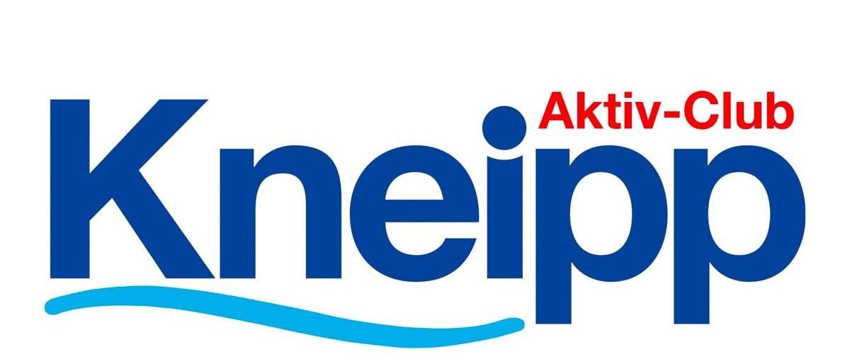 Das Logo für Aktiv-Kneipp in blauer Schrift mit einem wellenförmigen Design unter dem Wort 'Kneipp'.