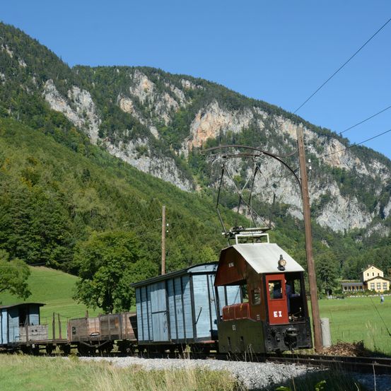 E-Lok E1 mit einem Güterzug.