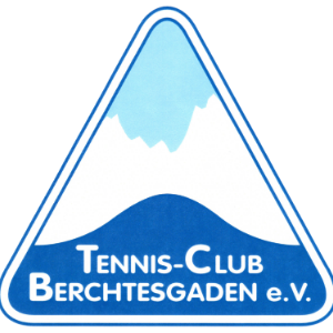 Blaues und weißes Dreieckslogo mit dem Text 'Tennis-Club Berchtesgaden e.V.' unten.