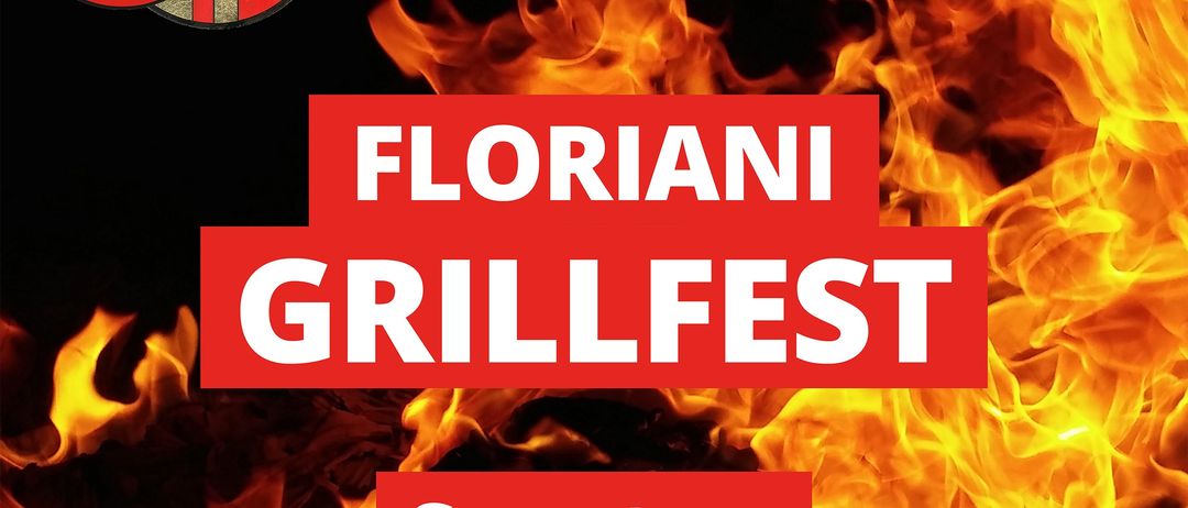 Werbung für das Floriani Grillfest am 4. Mai 2025 um 10:00 Uhr im Veranstaltungszentrum.