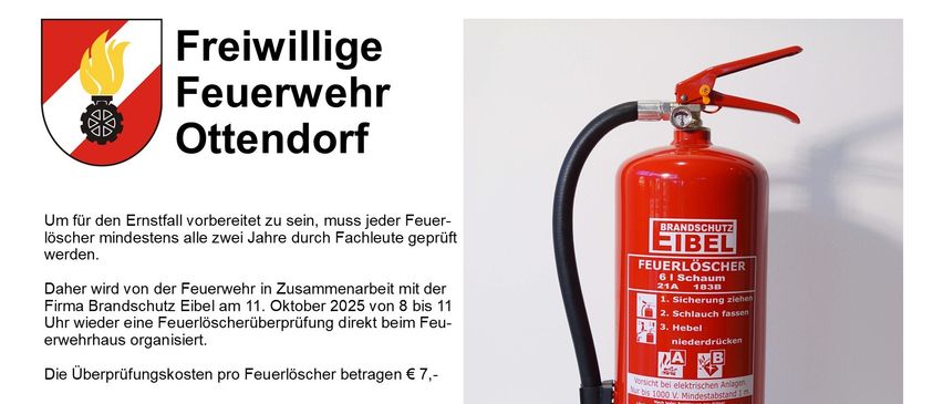 Das Bild zeigt einen Feuerlöscher von Eibel, Modell 61, mit Sicherheitshinweisen und Brandschutzinformationen. Es ist ein roter Feuerlöscher mit schwarzem Schlauch.