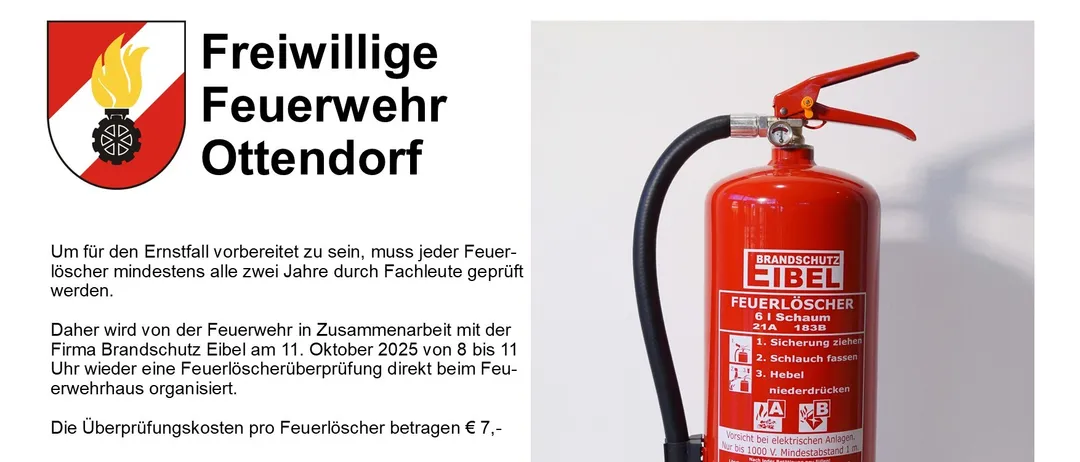 Das Bild zeigt einen Feuerlöscher von Eibel, Modell 61, mit Sicherheitshinweisen und Brandschutzinformationen. Es ist ein roter Feuerlöscher mit schwarzem Schlauch.