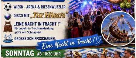 Oktoberfest-Poster mit Datum, Zeitplan und Aktivitäten. Samstag beginnt um 17:00 Uhr mit Fußball, Arena und Riesenkarussell. Sonntag beginnt um 10:30 Uhr mit Live-Musik, traditionellen Speisen, Bier und Spielen.