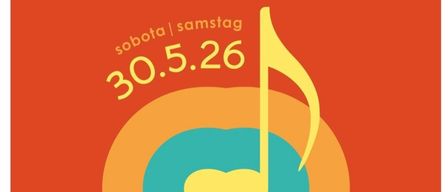 Plakat für ein Kinder- und Jugendkonzert am 30. Mai um 16:00 Uhr. Das Event zeigt eine musikalische Note mit Herzform. Der Text ist in einer Fremdsprache.