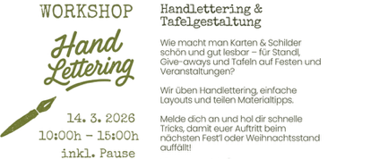 Ein Workshop zu Handlettering und Tafelgestaltung ist für den 14. März 2026 von 10:00 bis 15:00 Uhr, einschließlich einer Pause, geplant. Karin Siakkos entwirft seit Jahren verschiedene Formen - von Papier bis zur Tafel. Die Teilnahme ist für Jugendliche aus Graz und Mitglieder von Traditionsvereinen kostenlos.