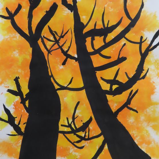 Bild enthält, Silhouette, Art, Painting, Plant, Tree, Person, Modern Art