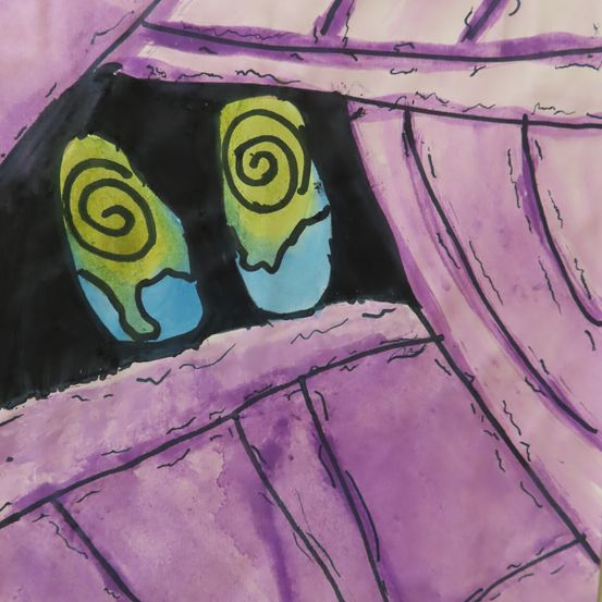 Bild enthält, Art, Painting, Purple, Person