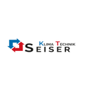 Das Logo für Seisers Klima Technik ist zu sehen. Es zeigt einen blauen Pfeil nach rechts und einen roten Pfeil nach oben, mit dem Text 'Klima Technik' in weiß.