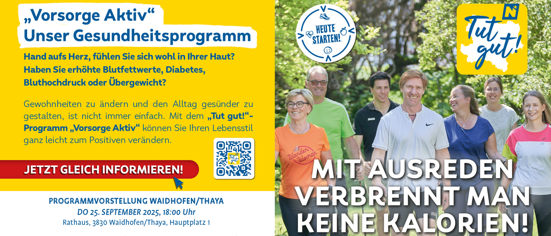 Werbung für das „Tät gut!“ Gesundheitsprogramm. Merkmale umfassen kostenlose Gesundheitsuntersuchungen, Blutdruck-, Diabetes- und Gewichtskontrollen. Nehmen Sie mittwochs und samstags teil. Kontakt: Stefanie.