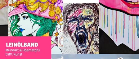 Ein Plakat für eine Veranstaltung mit Kunstwerken jenseits akademischer und gesellschaftlicher Normen. Die Band Leinolband spielt ebenfalls, um 20 Uhr. Der Eintritt ist frei.