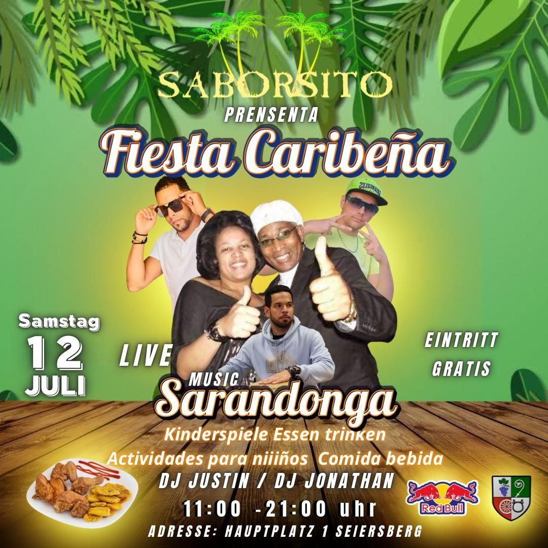 SABORSITO präsentiert Fiesta Caribena. Live-Musik von Sarandonga. Samstag, 12. Juli. Eintritt frei. Adresse: Hauptplatz 1, Seiersberg.