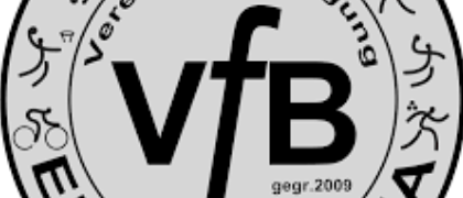 Ein kreisförmiges Logo mit dem Text 'Verein fur Bewegung' in der Mitte, umgeben von verschiedenen Symbolen und Figuren. Unten steht das Jahr 2009. Das Logo zeigt den Akronym 'vfb' und das Wort 'ENERGY' prominent.