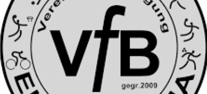 Das Logo für Energy PAMA zeigt die Buchstaben vfb in Schwarz, umgeben von einer stilisierten Darstellung von Lauffiguren und Wasserelementen. Der Text Verein für Bewegung ist teilweise sichtbar, und das Jahr 2009 ist darunter vermerkt.