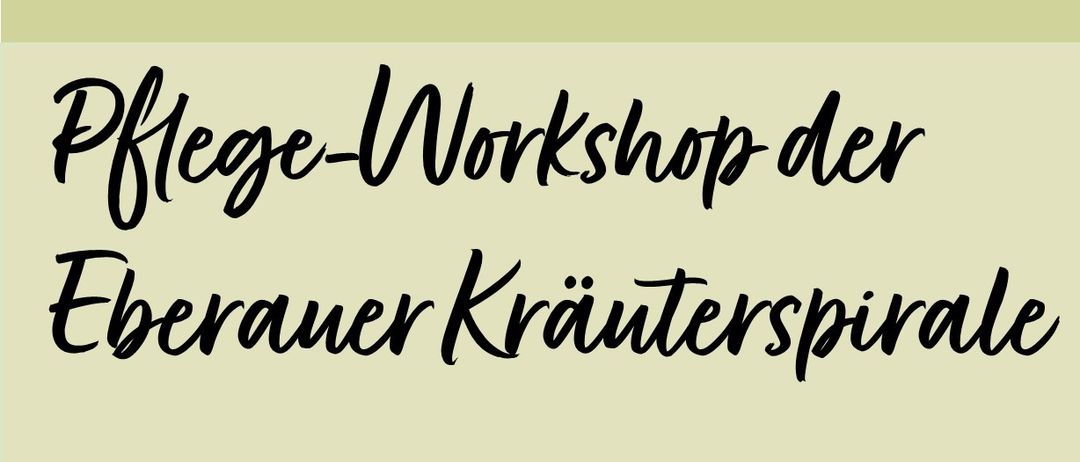 Eine Anzeige für ein Kräuterspiralen-Workshop in Eberau. Es zeigt ein Foto von Menschen, die in einem Garten arbeiten und Kräuter pflanzen. Die Veranstaltung ist für den 2. November 2025 geplant.