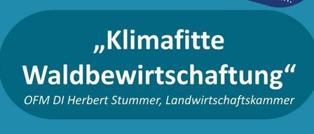 Plakat für eine klimafreundliche Waldwirtschaftsveranstaltung am 27. November 2025 um 18:00 Uhr. Gehostet von OFM DI Herbert Stummer im Gasthof Waits-Guttmann, Deutsch Tschantschendorf 27, 7544 Tobaj. Die Teilnahme ist kostenlos.