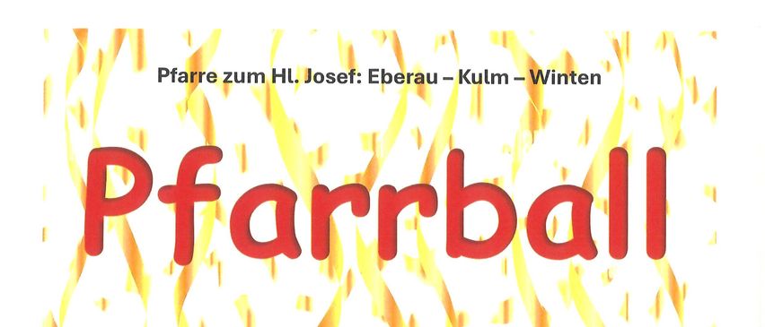 Plakat für die Pfarrball-Veranstaltung am 24.01.2026 im GH Buch, Eberau. Beginn um 20:00 Uhr, Einlass um 19:00 Uhr. Eintritt: VVK 8 €, Abendkasse 10 €. Organisiert von Die Grisus. Sitzplatzreservierungen: 0676/9003702.