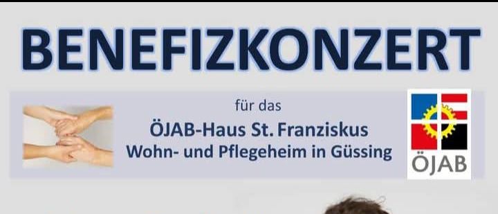 Plakat für ein Musikevent mit Liza Paksi und ihren Freunden. Das Event beinhaltet eine Kammermusikgruppe und ein großes Saxtrom-Band. Es findet am 21. Februar um 18 Uhr im OJA-Haus St. Franziskus in Güssing statt. Der Eintritt ist frei.