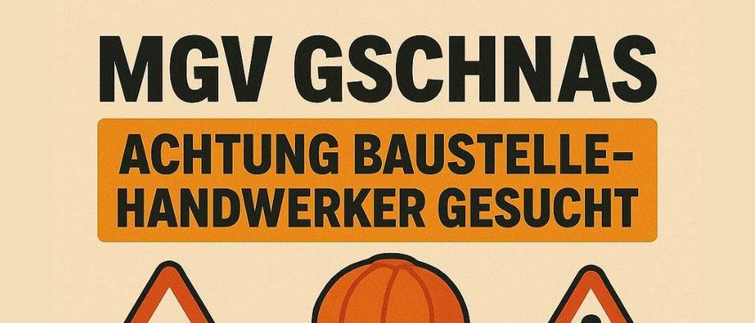 A poster shows a Lego man holding a brick, wearing a hard hat, and standing next to a bulldozer. The text reads 'Handwerker gesucht' and the date '31. Januar 2026' is displayed.