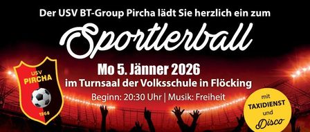 Plakat für die Sportsball-Veranstaltung am 5. Januar 2026. Es zeigt einen Fußball, eine Menge und einen roten Stadionhintergrund. Die Veranstaltung beginnt um 20:30 Uhr.
