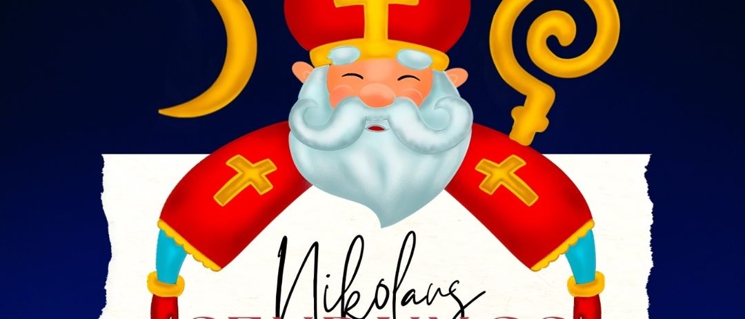 Plakat zur Nikolausfeier am 4. Dezember 2025, 18:30 Uhr in der Pfarrkirche Trautmannsdorf. Es zeigt eine festliche Illustration von St. Nikolaus.