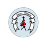 Kreisförmiges Emblem mit einer Frau in roter Kleidung und dem Text 'Loca - Dance' auf einem weißen Band.