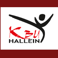 Das Logo für Keu Hallein zeigt eine dynamische Figur in einer Kampfkunstpose mit dem Text 'KEU' prominent in Rot und Schwarz dargestellt.