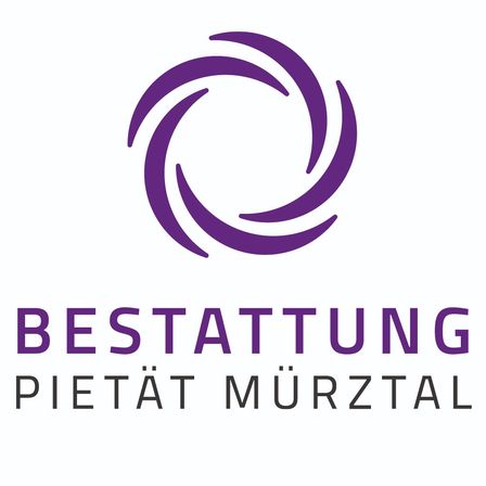 Das Logo für 'Bestätigung Pietat Murztal' ist auf einem weißen Hintergrund dargestellt. Das Design zeigt ein lila kreisförmiges Emblem über dem Text, der in fetten, großgeschriebenen Buchstaben geschrieben ist.