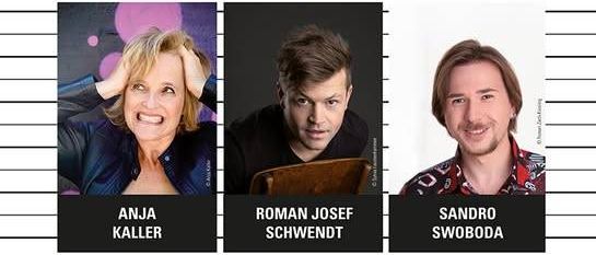 Ein Bild, das die 'Tach An Die Mixedshow' mit einem Moderator und drei Darstellern bewirbt. Die Veranstaltung ist am 8. Mai 2026 um 20:00 Uhr im Kulturkeller Ternitz.