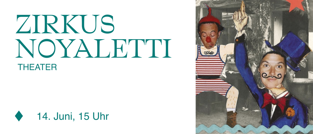 Das Bild zeigt ein Logo mit dem Wort Balletti in Grün, einem Mann mit roter Clownsnase und der Zahl 5 mit Uhr darunter.