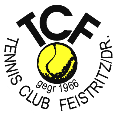 Das Logo des Tennisclubs Feistritz zeigt einen gelben Tennisball mit einem Riss, umgeben von dem Text 'Tennisclub Feistritz' und dem Gründungsjahr '1966'. Das Logo hat einen weißen Hintergrund.