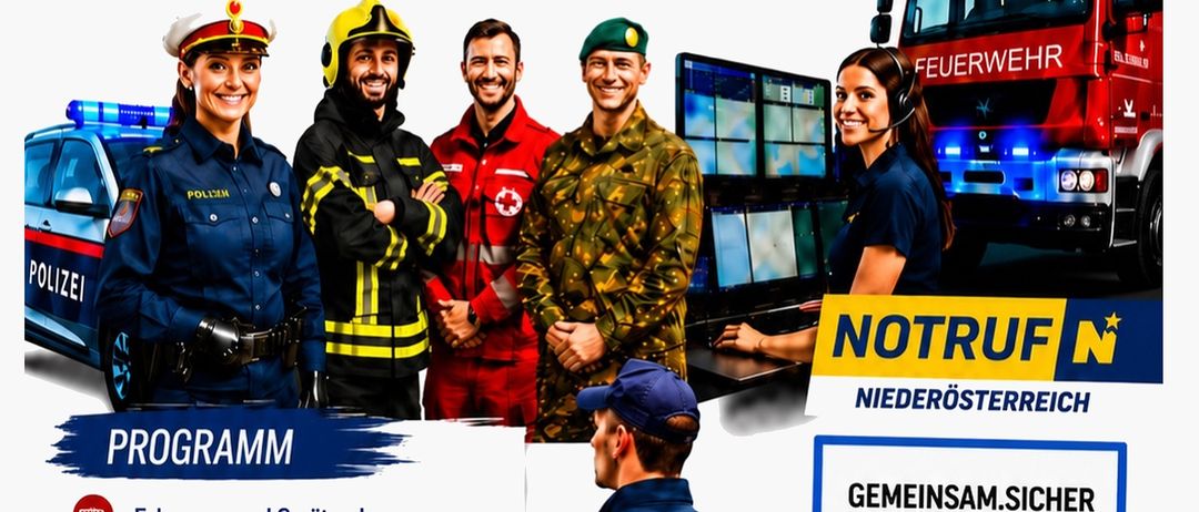 Sicherheitstag in Muckendorf-Wipfing am Samstag, 30. Mai 2026, im Haus der Generationen ab 10 Uhr. Das Programm umfasst Fahrzeug- und Geräteschau, Blackout-Informationen, Podiumsdiskussionen mit Sicherheitsexperten und Präsentationen der Blaulichtorganisationen und deren Aufgaben. Österreichisches Rotes Kreuz und Bundesheer nehmen ebenfalls teil.