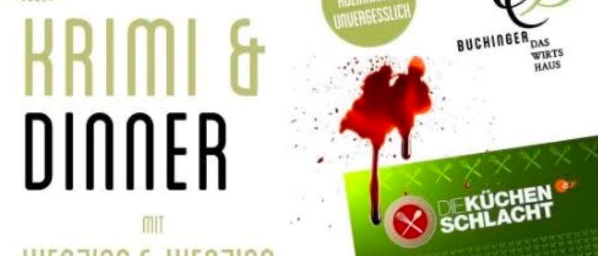 Plakat für eine Dinner-Veranstaltung mit Wenzlina und Judith Wenzina, mit einer Gansengericht-Karte. Geplant für den 7. und 8. November 2025 um 19:00 Uhr bzw. 20:00 Uhr. Das Plakat zeigt ein Foto der lächelnden Frauen und eine Grafik mit einem Messer und Blut.