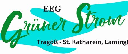 Ein Logo für EEG mit einer blauen Welle und Text in Grün und Schwarz. Der Text lautet 'EEG Streiner' über einer Wellenlinie, mit 'TragóB - St. Katherein' darunter.