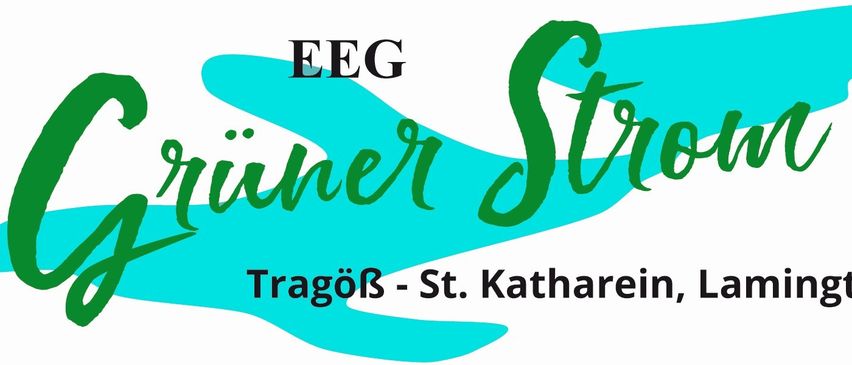Ein Logo für EEG mit einer blauen Welle und Text in Grün und Schwarz. Der Text lautet 'EEG Streiner' über einer Wellenlinie, mit 'TragóB - St. Katherein' darunter.