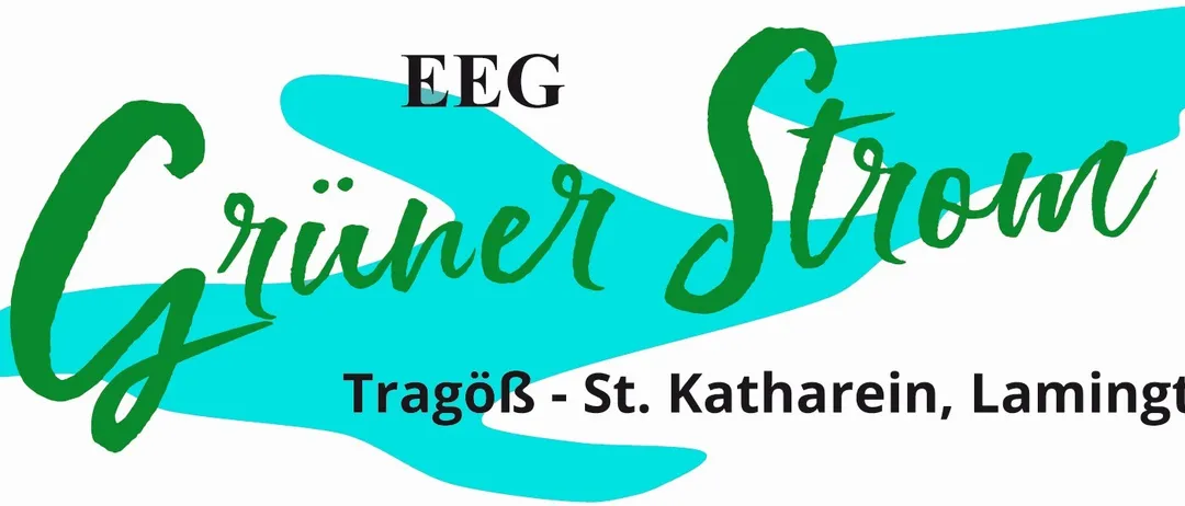 Ein Logo für EEG mit einer blauen Welle und Text in Grün und Schwarz. Der Text lautet 'EEG Streiner' über einer Wellenlinie, mit 'TragóB - St. Katherein' darunter.