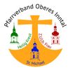 Das Emblem zeigt drei Kirchentürme in verschiedenen Farben um ein Kreuz herum. Es steht 'Pfarrverband Oberes Intal' und 'Z.U.B. Frau'. Der mittlere Turm ist blau und weiß.